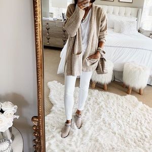 Topshop Long Cardigan Oatmeal Small 4/6